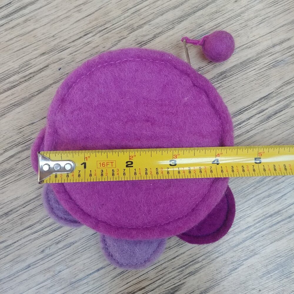 Handmade purple wool felt pouch wallet coin purse - Picture 10 of 11
